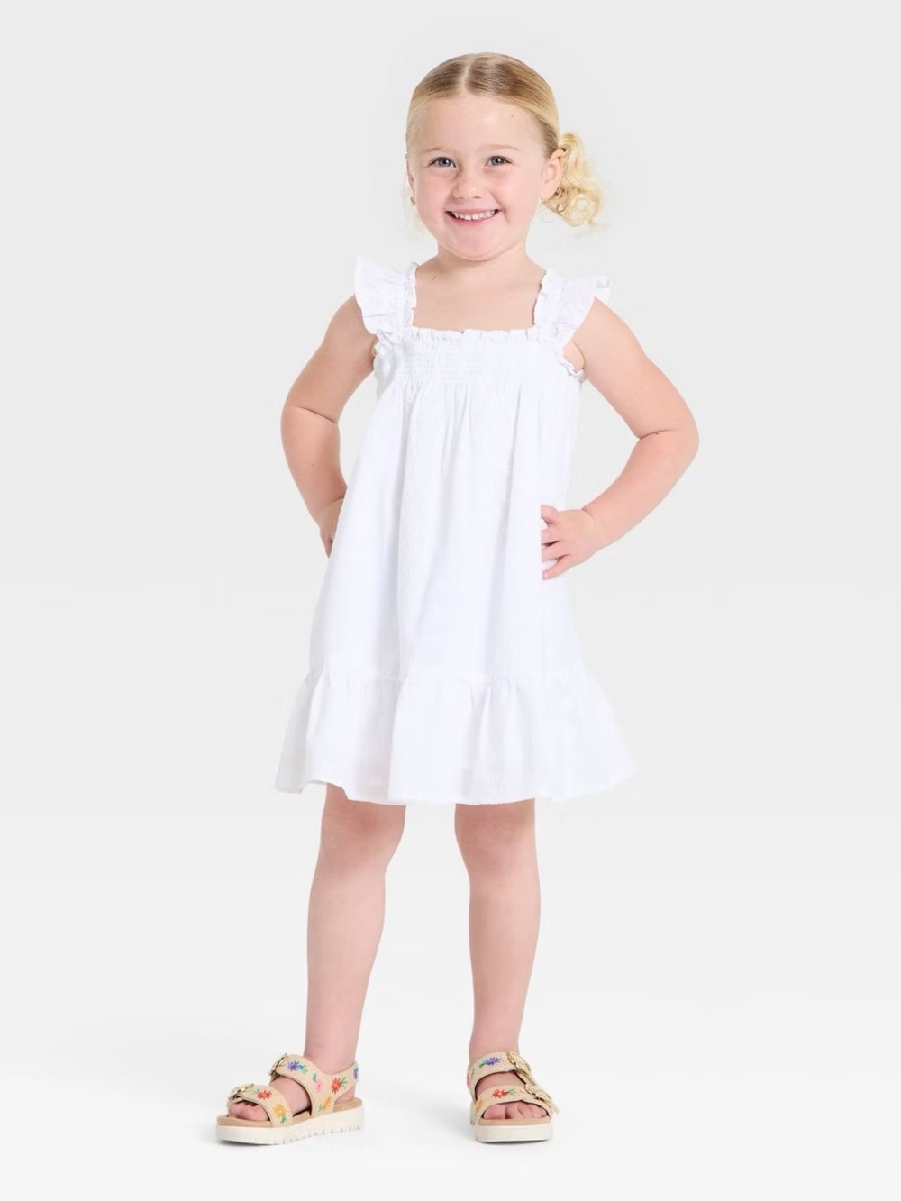NWOT Toddler Girls' Eyelet Dress - Cat & Jack White 3T